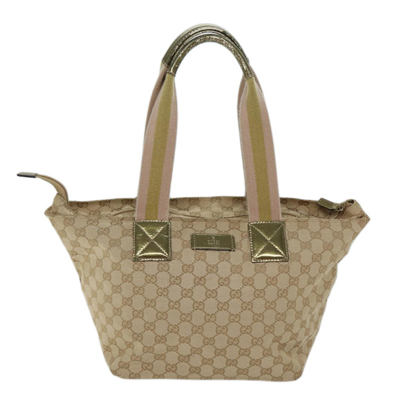 GUCCI GG Canvas Sherry Line Hand Bag Beige Pink gold 131230 Auth 72030 - Picture 13 of 16